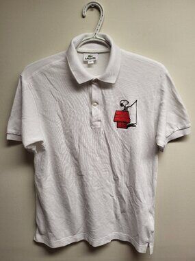 Lacoste x Peanuts Snoopy White Polo Shirt Men's Size 3 Made in Japan